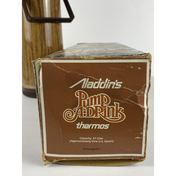 1977 Vintage Aladdin Pump-a-Drink 1 Quart Coffee Beverage Thermos Camping - Picture 4 of 7